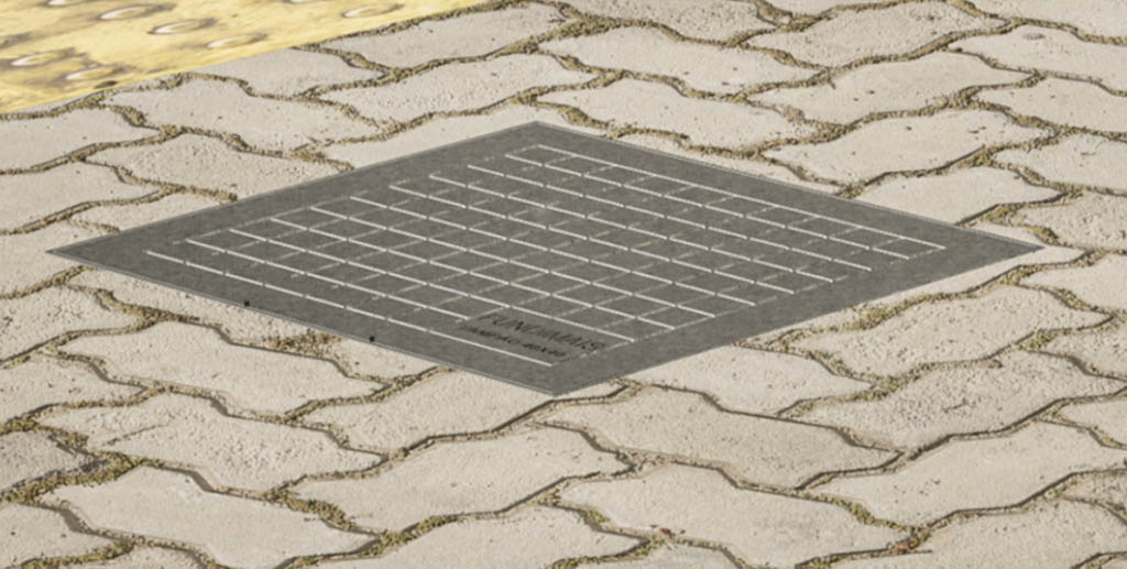 Tampa em alum&iacute;nio fundido simples instalada